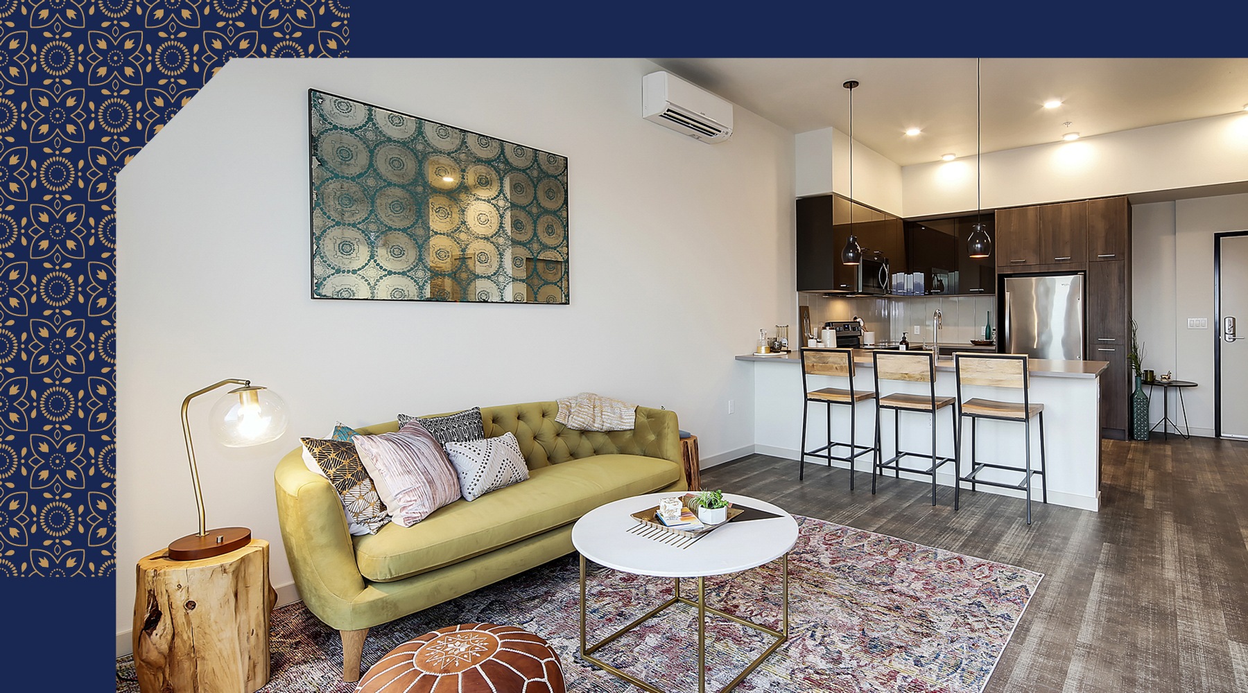 living room and kitchen